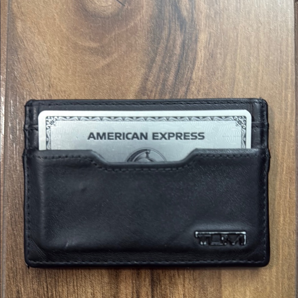 TUMI Black Leather Card Wallet